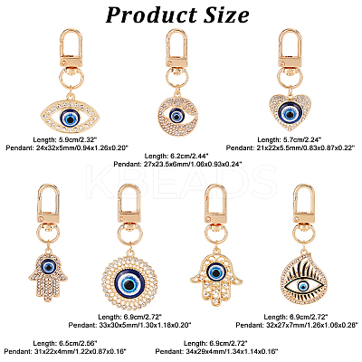 7Pcs 7 Style Evil Eye Resin Pendant Decorations AJEW-NB0003-92-1