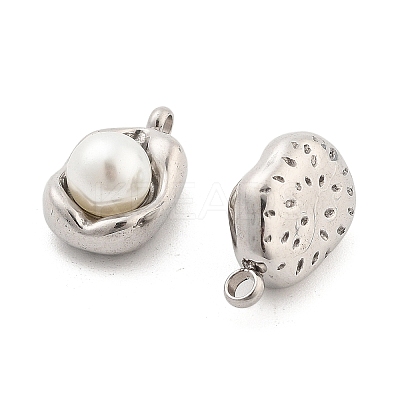 304 Stainless Steel Inlay ABS Pearl Pendants STAS-S131-02P-1