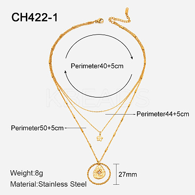 304 Stainless Steel with Clear Cubic Zirconia Double Layer Necklaces FS-WG7985A-18-1