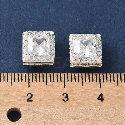 Brass Micro Pave Clear Cubic Zirconia Beads KK-G531-04S-1