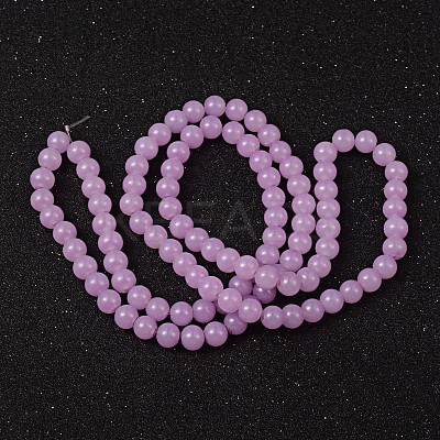 Violet Color Spray Painted Round Imitation Jade Glass Beads Strands X-DGLA-S076-8mm-22-1
