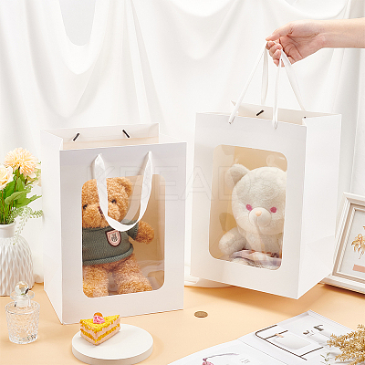 Paper Visible Window Gift Bags with Rope Handles ABAG-WH0040-14C-1