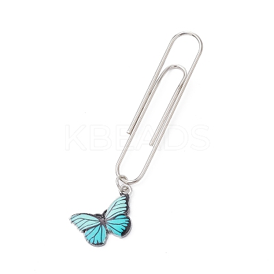 7Pcs 7 Colors Butterfly Alloy Enamel Pendant Bookmarks AJEW-JK00267-1