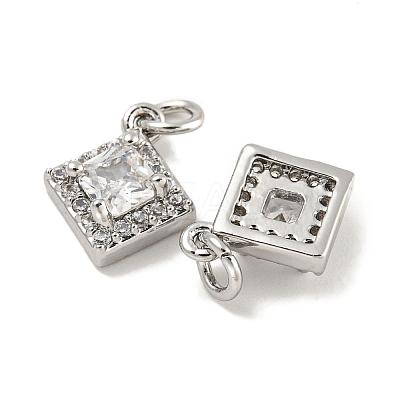 Brass Micro Pave Clear Cubic Zirconia Pendants KK-P275-32B-P-1