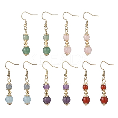 Natural Mixed Stone Round Dangle Earrings EJEW-JE06822-1