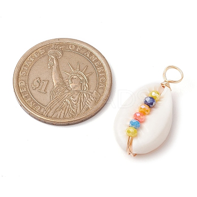 Natural Cowrie Shell Pendants PALLOY-JF02662-03-1