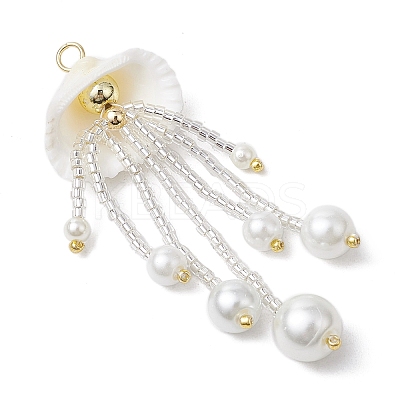 Glass Seed Beaded Jellyfish Pendants PALLOY-MZ00571-01-1