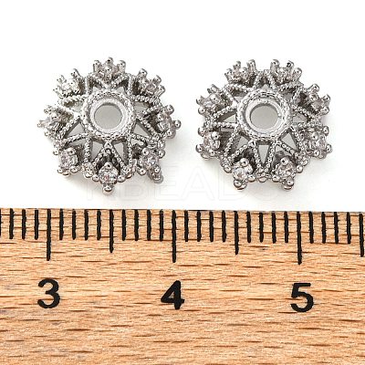 Brass Micro Pave Clear Cubic Zirconia Bead Caps KK-K378-44P-1