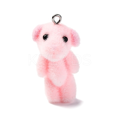 Flocky Resin Pendants RESI-Q011-02B-1