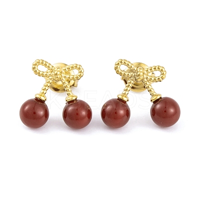 Ion Plating(IP) 304 Stainless Steel Enamel Stud Earrings for Women EJEW-A049-17G-01-1