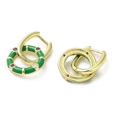 Real 18K Gold Plated Brass Ring Dangle Hoop Earrings EJEW-L268-019G-01-1