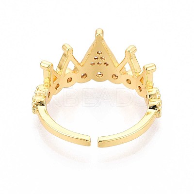 Brass Micro Pave Cubic Zirconia Cuff Rings for Women KK-T071-70G-1