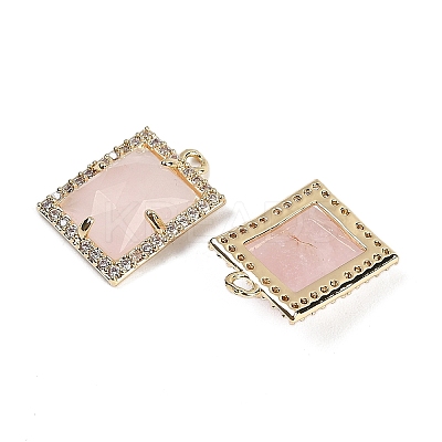 Natural Rose Quartz Faceted Rectangle Pendants G-I375-05G-09-1