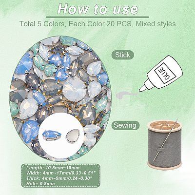 100Pcs 5 Colors Resin Sew On Rhinestones DIY-GA0007-24B-1