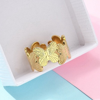 304 Stainless Steel Open Cuff Ring for Women RJEW-B109-05G-01-1