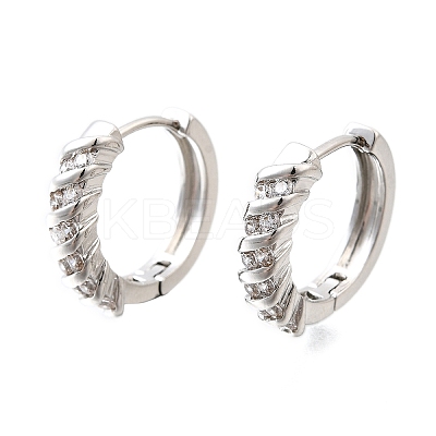 Brass Micro Pave Clear Cubic Zirconia Hoop Earrings EJEW-Z121-13P-1
