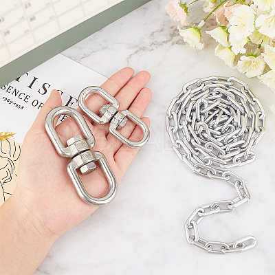 2Pcs 2 Sizes 304 Stainless Steel Double Eye Swivel Clasps STAS-GA0001-09-1