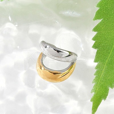 304 Stainless Steel Two-layer C-Shaped Cuff Earrings EJEW-M073-10PG-01-1