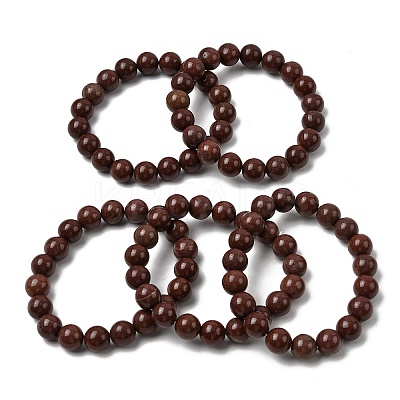 Natural Coffee Jasper Beads Bracelets BJEW-A153-01B-1