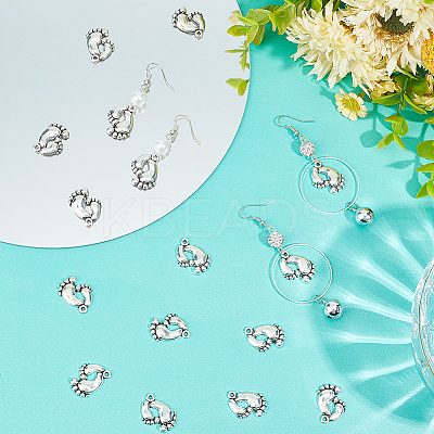 60Pcs Tibetan Style Alloy Footprint Pendants FIND-SC0007-43-1
