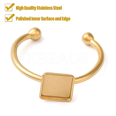 Ion Plating(IP) 304 Stainless Steel Open Cuff Ring Components STAS-I306-03G-1