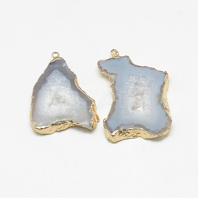 Natural Druzy Agate Slices Pendants G-Q494-65I-G-1