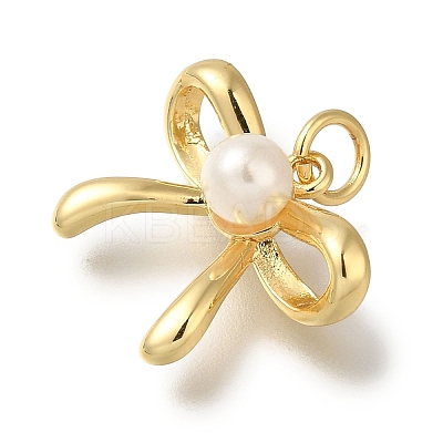 Rack Plating Brass with ABS Plastic Pearl Charms KK-G500-13G-1