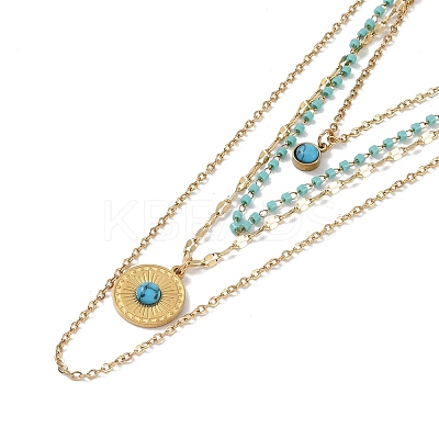 304 Stainless Steel Multi Layered Necklaces NJEW-P302-05G-1