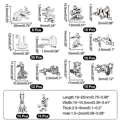 115Pcs 8 Style Tibetan Style Alloy Pendants TIBE-CA0001-18-1