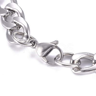 Tarnish Resistant 304 Stainless Steel Figaro Chain ID Bracelets BJEW-G631-03P-1