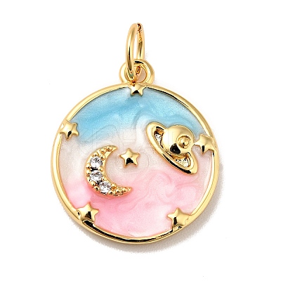 Rack Plating Brass Micro Pave Cubic Zirconia Pendants X-KK-H431-09G-B-1