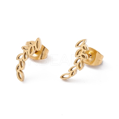 304 Stainless Steel Olive Leaf Stud Earrings for Women EJEW-E163-14G-1