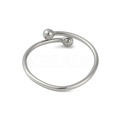 Non-Tarnish 304 Stainless Steel Round Ball Open Cuff Finger Rings for Women X-RJEW-C105-01P-1