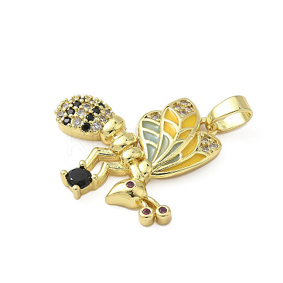 Brass Micro Pave Cubic Zirconia Pendants KK-H076-03G-1