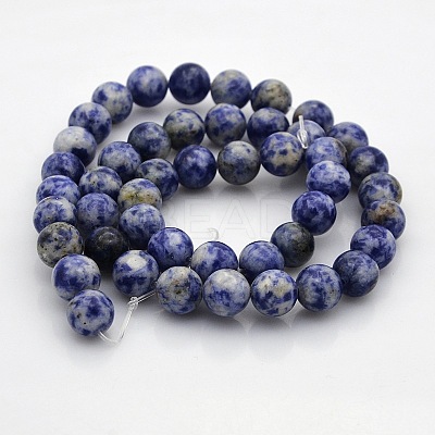 Natural Blue Spot Jasper Round Bead Strands G-N0120-48-8mm-1