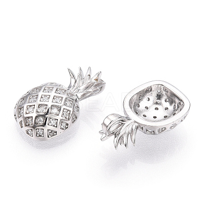 Rhodium Plated 925 Sterling Silver Micro Pave Cubic Zirconia Pendants STER-T004-59P-1
