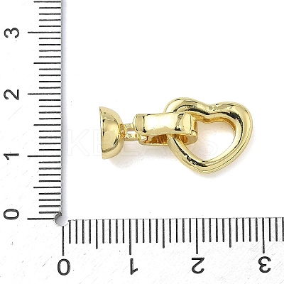 Heart Brass Fold Over Clasps KK-Z143-14G-1