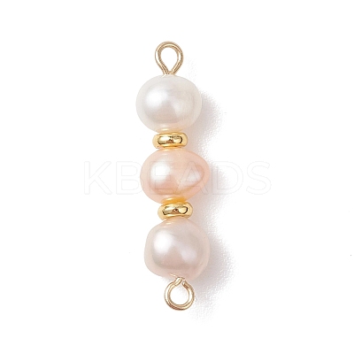 Natural Cultured Freshwater Pearl Two Sides Polished Beaded Links Connector Charms PALLOY-JF04969-1