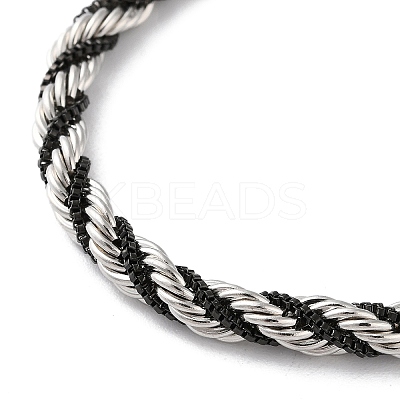304 Stainless Steel Rope Chain Bracelets for Women BJEW-G712-14A-PEB-1
