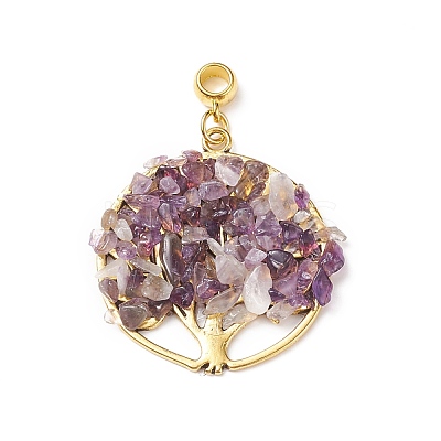 Natural Mixed Gemstone Chips European Dangle Charms PALLOY-JF01908-1