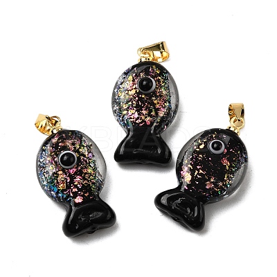 Handmade Dichroic Foil Lampwork Pendants X2-DICH-G001-01G-04-1