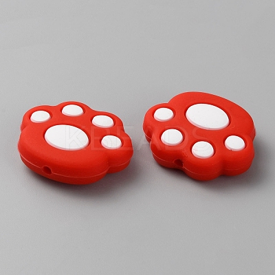 Paw Print Food Grade Eco-Friendly Silicone Focal Beads SIL-SZC0003-06H-1
