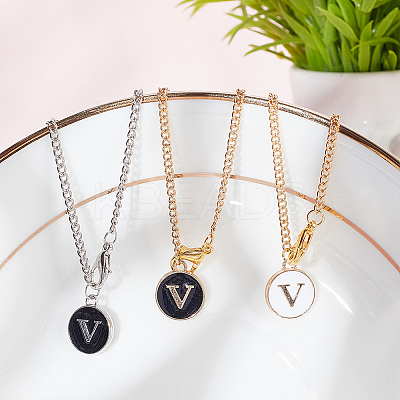 Flat Round with Letter Alloy Enamel Wine Glass Charms AJEW-AB00184-22-1