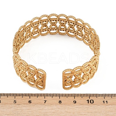 304 Stainless Steel Hollow Cuff Bangles for Women LS-BJEW-F505-03G-1