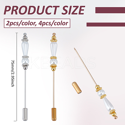 8Pcs 2 Colors Brass Brooch DIY-BC00005-1