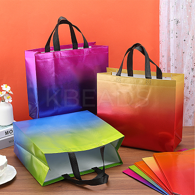 12Pcs 4 Colors Non-Woven Reusable Folding Gift Bags with Handle ABAG-GF0001-29B-1