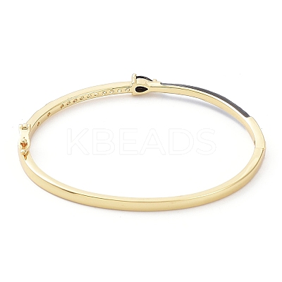 Enamel Teardrop Hinged Bangle with Cubic Zirconia BJEW-G673-01G-01-1