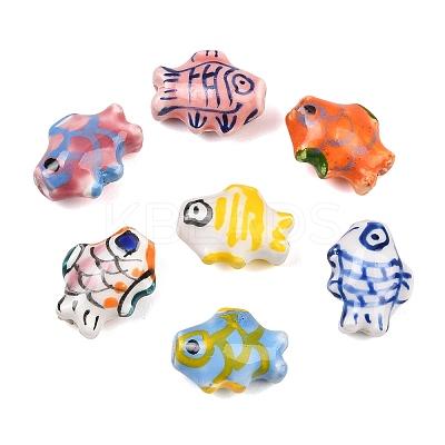 Handmade Fish Porcelain Beads X-PORC-S446-M-1