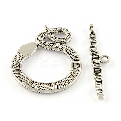 Tibetan Style Snake Toggle Clasps X-TIBE-A5836-AS-NR-1