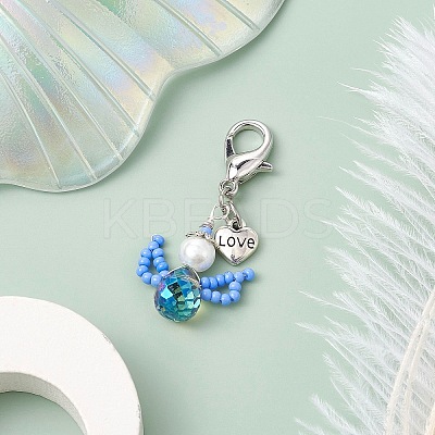 Angel Glass Seed Beads Pendant Decorations HJEW-MZ00109-05-1